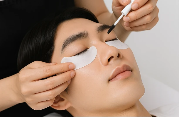 まつ毛パーマ施術の様子